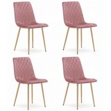  Stolica TURIN - Ružičasti Baršun / Drvene Noge x 4 | shoptok.hr
