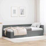 vidaXL Kotna postelja Temno siva 100 x 200 cm Tkanina in oblikovan les | Shoptok.si