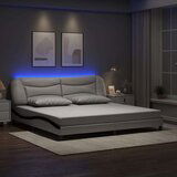  Okvir kreveta LED bijelo-crni 200 x 200 cm umjetna koža | shoptok.hr