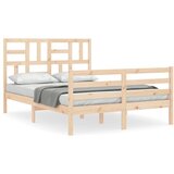 Maison Chic Posteljni okvir - Dvoposteljna postelja - Zakonska postelja z vzglavjem 120x200 cm trden les-J15552, (21765396) | Shoptok.si