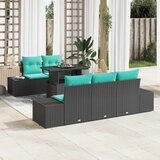  Set sofe 6 kom. 5-Broj sjedala Crna i Plava poliratan | shoptok.hr