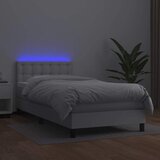  Krevet box spring s madracem LED bijeli 90x200 cm umjetna koža | shoptok.hr