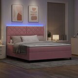  LED Box Spring Krevet Ružičasta 180 x 200 cm Baršun | shoptok.hr