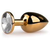 EasyToys Metal No.1 - analni dildo s konusom od bijelog kamena - zlatni (2,5 cm) | shoptok.hr
