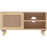 TV ormarić smeđi 80 x 30 x 40 cm od borovine i prirodnog ratana | Eponuda.com