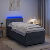 Krevet s box springom madracem i LED-om Tamnosiva 90 x 190 cm - Tamnosiva Jjedan Dizajn s rombovima Cijene