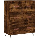 vidaXL Visoka komoda dimljeni hrast 69 5x34x180 cm konstruiranog drva - Dimljeni hrast 1 3 ladice | shoptok.hr