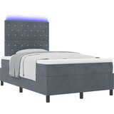 vidaXL Box Spring Postelja z Mattresom in LED Temno Siva 120x190 cm Žamet, (22050908) | Shoptok.si