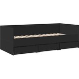  Dnevni krevet s ladicama bez madraca crni 75x190 cm | Eponuda.com