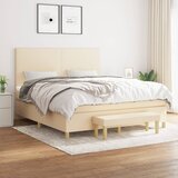 vidaXL Box spring postelja z vzmetnico krem 180x200 cm blago | Shoptok.si