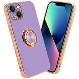 Cadorabo Ohišje, združljiv z Apple v sijajnem svetlobnem vijoličnem - Zlato z obročem - Zaščitni pokrov iz fleksibilnega silikona TPU, z zaščito pred kamero in držalom magnetnega avtomobila, (20593961) | Shoptok.si