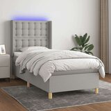  Box spring postelja z vzmetnico LED svetlo siva 90x200 cm blago, (20789430) | Shoptok.si