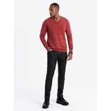 Ombre Men's wash sweater with v-neck - red | Shoptok.si