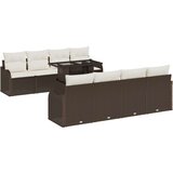  9-delni set vrtne sofe z blazinami rjava poli ratan | Shoptok.si