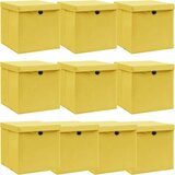 vidaXL Kutije za pohranu s poklopcima 10 kom žute 32x32x32 cm tkanina | shoptok.hr