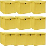 vidaXL škatle za shranjevanje s pokrovi x 10 rumene 32x32x32 cm blago | Shoptok.si