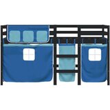 vidaXL Dječji krevet na kat i zavjese plavi 90x200 cm borovina | shoptok.hr