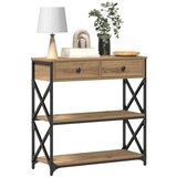  Konsoletni Stol Umjetni Hrast 75x28x75 cm Opisano Drvo i Čelik | shoptok.hr