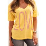Kesi Women's cotton blouse with a V-neck and LOVE print yellow | shoptok.hr