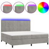  Box spring s madracem LED svjetlosivi 200x200 cm baršun | shoptok.hr