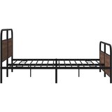 Metalni Kovinski posteljni okvir brez vzmetnice rjavi hrast 200x200 cm, (21610859) | Shoptok.si