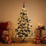  Umjetno božićno drvce s kuglicom 150 cm 150 LED lampica - Zelena i bijela 150 cm s LED-ima i crnim lopticama | shoptok.hr