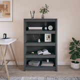 vidaXL Knjižna omara siva 80x35x126 cm trdna borovina Cene