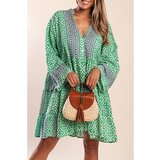 Fenzy Bombažna Mini Obleka S Potiskom, Zelena | Shoptok.si