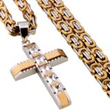  Muška Ogrlica s Križem DJ-38733 - Srebrna / Zlatna / 60cm KP38733 | shoptok.hr