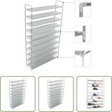The Living Store Stojalo za čevlje z 10 policami kovina in netkano blago srebrno - Stojalo Za Čevlje, (21744667) | Shoptok.si