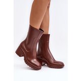 Boto Women's Matte Boots Botki On Heel Brown Bertaida | Shoptok.si