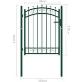 vidaXL vrata za ogradu sa šiljcima čelična 100 x 125 cm zelena | shoptok.hr