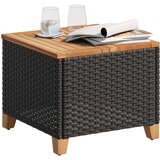 vidaXL Vrtni stol crni 45 x 45 x 37 cm od poliratana i bagremovog drva | shoptok.hr