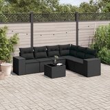 Maison Chic Seti vrtnega pohištva - Vrtna garnitura - Vrtni pohištvo set 7-delna z blazinami črn poli ratan, (21803204) | Shoptok.si