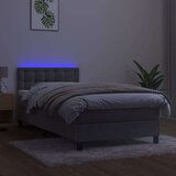  Box spring s madracem LED svjetlosivi 100x200 cm baršun | shoptok.hr
