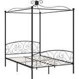 The Living Store Posteljni okvir z ogrodjem za baldahin črn kovinski 120x200 cm - Posteljni Okvir, (21488440) | Shoptok.si