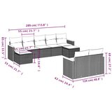  9-dijelni set vrtnih sofa s jastucima crni od poliratana Slike