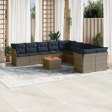vidaXL 11-dijelni set vrtnih sofa od poliratana s jastucima sivi | shoptok.hr