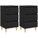 The Living Store Nočna omarica z nogami iz trdnega lesa 2 kosa črna 40x35x69 cm - Nočna Omarica, (21432497) Cene