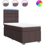 vidaXL Box spring postelja z vzmetnico temno rjava 100x200 cm blago, (21306138) | Shoptok.si