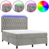 The Living Store Box spring postelja z vzmetnico LED sv. siva 140x190 cm žamet - Box Spring Postelja, (21488509) | Shoptok.si