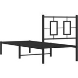 Metalni okvir za krevet s uzglavljem crni 75x190 cm | shoptok.hr