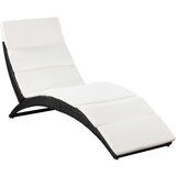 Maison Chic Zložljiv Ležalnik - Sončna ležalnik z blazino poli ratan črn, (22043329) | Shoptok.si