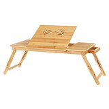 Songmics Bambusova miza za prenosni računalnik, zložljiva posteljna mizica, za levičarje, desničarje, po višini nastavljiva sedežna garnitura, 72 x (21-29) x 3, (21389433) | Shoptok.si