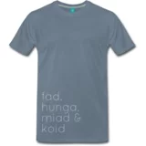 Gscheade Leibal moška majica s kratkimi rokavi "fad, hunga, miad & koid - so bin i hoid!", modro-siva - s