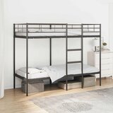 vidaXL Dvoposteljna postelja brez vzmetnice črna 75x190 cm jeklo | Shoptok.si