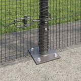 vidaXL zavarena ograda s 7 flanširanih stupova, siva, 1.5x10 m, čelik | shoptok.hr