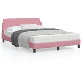 vidaXL Okvir za krevet s uzglavljem ružičasti 140x190 cm baršunasti | shoptok.hr