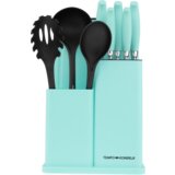 Kondela TEMPO-KAHON, set nožev in kuhinjskega orodja, 10 kos, v stojalu, neomint | Shoptok.si