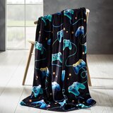 Catherine Lansfield Črna/modra otroška odeja iz mikropliša 130x170 cm Gamer – | Shoptok.si